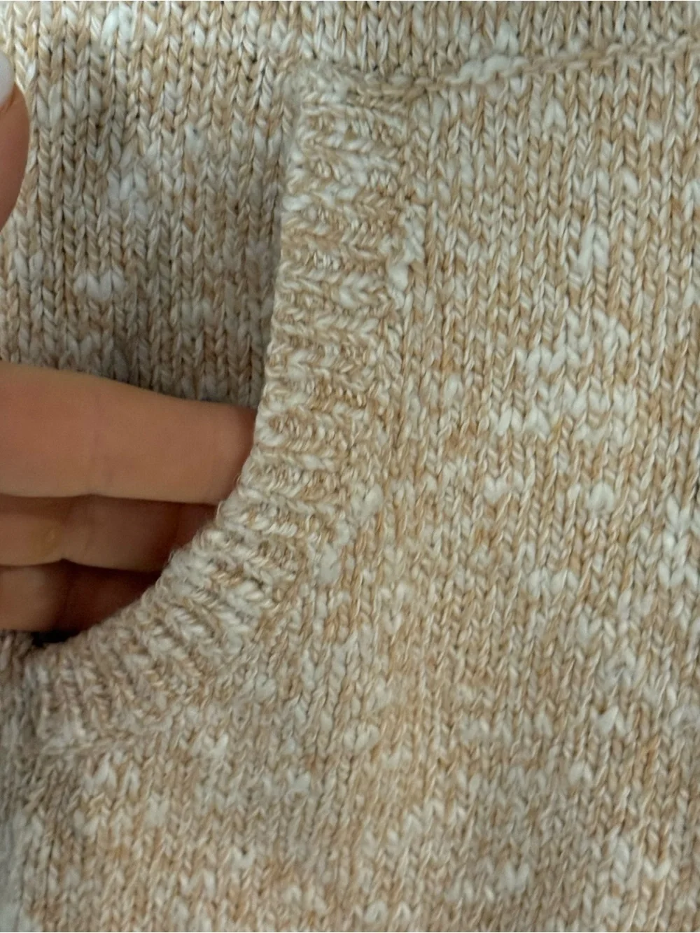 L.L. Bean Chunky Marled Knit Peach Beige Open Front Cardigan Sweater Size XL